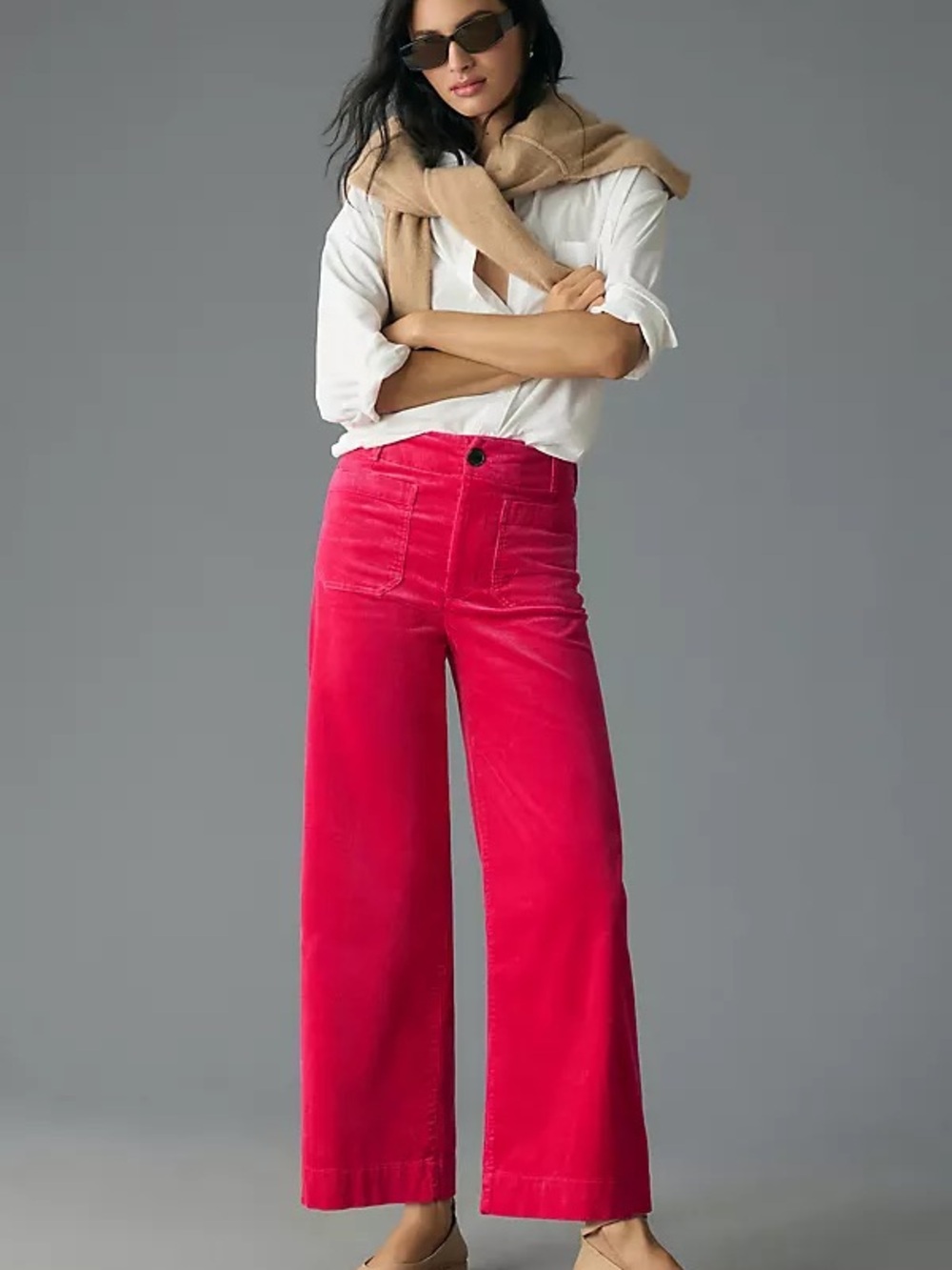 Anthropologie Maeve The Colette Pink Corduroy Wide Leg Pants Size 24